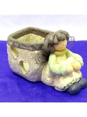 Crazy Mountain Angel Of Friendship Ceramic Candle Planter Holder Figurine RARE